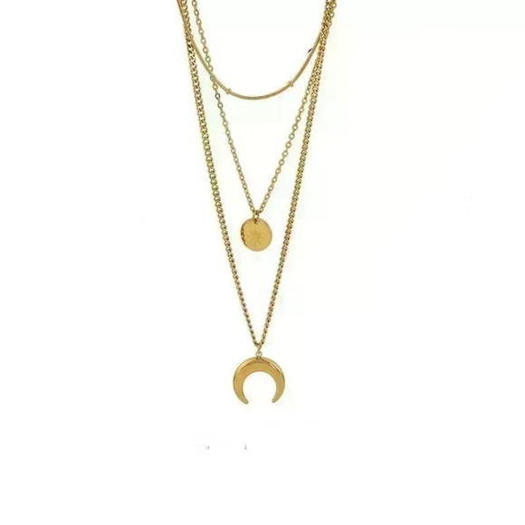 18k gold plated layer moon crescent necklace - Picture 3 of 3